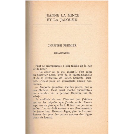 Jeanne la mince et la jalousie, Paul Guth, 1963 - romans français