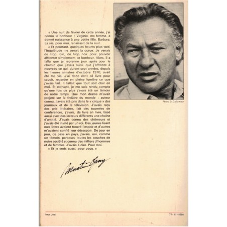 La vie renaîtra dans la nuit, Martin Gray, 1977 - biographies, écrivains américains