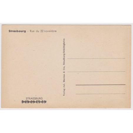 Carte postale rue du 22 novembre, Strasbourg, 1930 - Alsace, Bas-Rhin