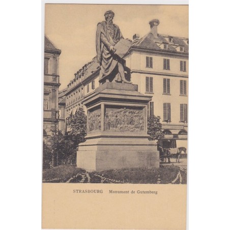 Carte postale ancienne, place Gutemberg, monument de Gutemberg, Strabourg - Alsace, Bas-Rhin, imprimeur,