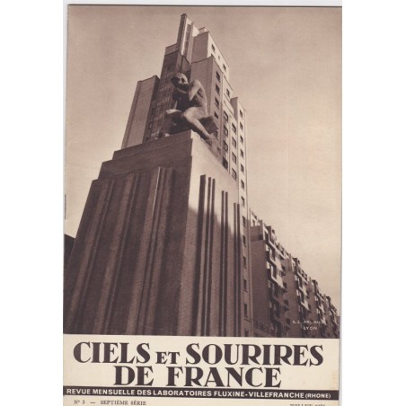 Villeurbanne, la nouvelle cité en 1935, Ciels et sourires de France, juillet 1935, Laboratoires pharmaceutiques Fluxine, Rhône