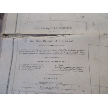 Carte physique et politique de la France, vers 1880, par M. Drioux et Ch. Leroy
