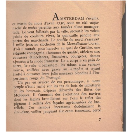 Les amants d'Amsterdam, Thomas Bronfaÿ, 1950 - roman historique, Béarn, bateau à voiles, Colonies, langue française 18e siècle