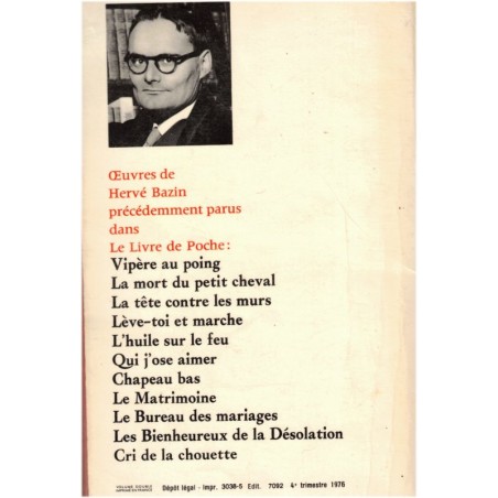 Au nom du fils, Hervé Bazin, 1976 - , amour paternel, relations père-fils, romans français, écrivains français