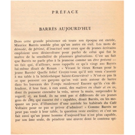 Le culte du moi, Maurice Barrès, 1966 -  pensées de Maurice Barrès, biographie
