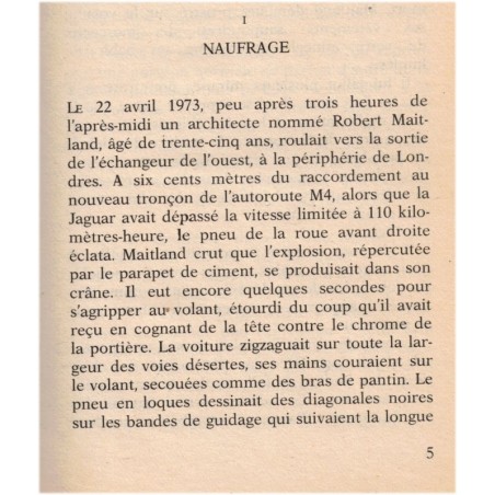 L'île de béton, James Graham Ballard, 1979 - roman de science-fiction, monde bétonné, écrivain anglais