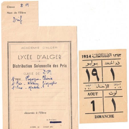 Lycée d'Alger, Distribution solennelle des prix, 1954 - Histoire, Algérie française, Pieds-Noirs,
