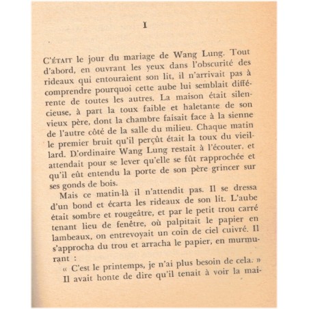 La terre chinoise, Pearl Buck, 1966 - roman, Chine impériale, femme chinoise au 19e siècle