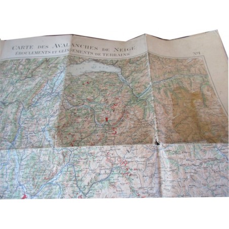 Carte des avalanches de neige, éboulements et glissements de terrain N°1- Suisse, Alpes, neige, ski,