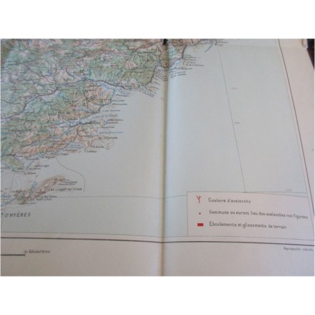 Carte des avalanches de neige, éboulements et glissements de terrain N°1- Suisse, Alpes, neige, ski,