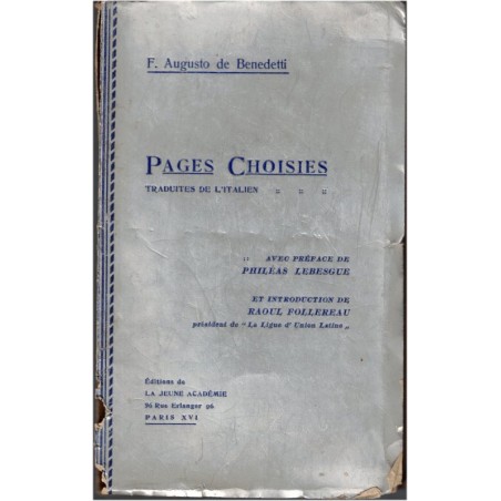 Augusto de Benedetti, pages choisies, 1934 - poète italien, romancier italien, littérature italienne