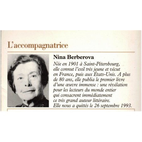 De cape et de larmes, Nina Berberova, 1993 - roman russe, écrivain russe