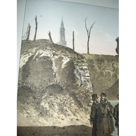 Gravure Siège et bombardement de Strasbourg en 1870,  Porte de Pierre et Brêche, Münch, 1871 - guerre franco-prussienne,