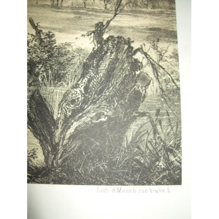 Gravure Siège et bombardement de Strasbourg en 1870, Le Bon Pasteur, graveur Münch, 1871  - guerre franco-prussienne,