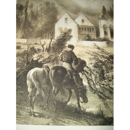 Gravure Siège et bombardement de Strasbourg en 1870, Le Bon Pasteur, graveur Münch, 1871  - guerre franco-prussienne,