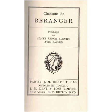 Les Chansons de Béranger, Pierre jean de Béranger, vers 1910 - poésie 19e siècle, poètes, collection Gallia belle reliure