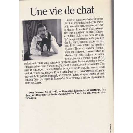 Une vie de chat, Yves Navarre, 1986 - romans animaliers - chats