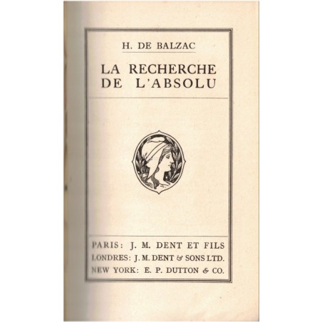 La Recherche de l'absolu, Honoré de Balzac, 1900 - Scènes de la vie privée, Comédie humaine, Collection Gallia, dos cuir,