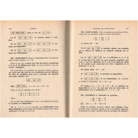 Algèbre, classe de 2e, Roux, 1946 - Programmes de 1945, manuel de mathématiques, enseignement secondaire