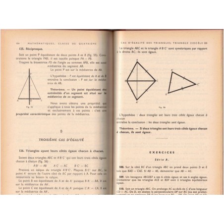 Mathématiques classe de quatrième, Pierre Boutin, 1953 - programme de 1945, manuels de mathématiques