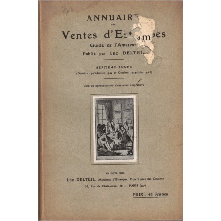 Annuaire des ventes d'estampes, Guide de l'amateur Léo Delteil, 1924 - catalogue art, peintres, graveurs
