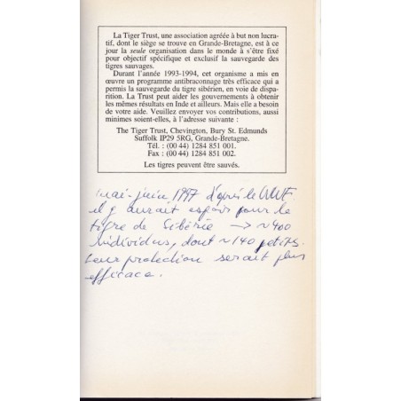 Des tigres et des hommes, Richard Ives, 1997 - romans animaliers, animaux sauvages, fauves