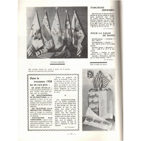 Chez Vous, décoration, cuisine, entretien n°12 décembre 1958 - magazine féminin, linge de maison 1950
