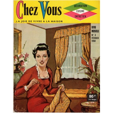 Chez Vous, décoration, cuisine, entretien N°3 février 1958 - magazine féminin 1950, décoration vintage