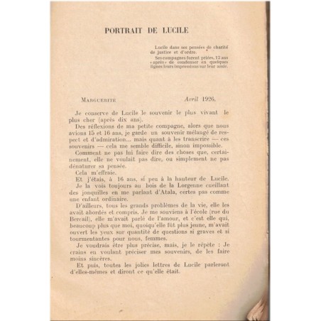Lucile, ou la grande pitié des Enfants de France , M. Deleau 1929 - biographie jeune fille, foi chrétienne, école laïque