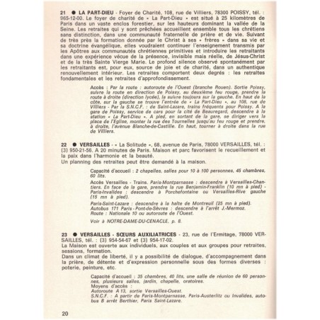 L'Eglise en Ile de France, maisons de prière et d'accueil, 1985 - liste des églises, paroissiens Ile de France