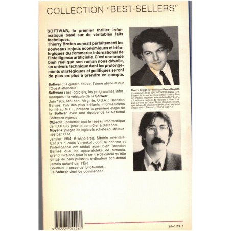 Softwar la guerre douce, Thierry Breton, Denis Beneich, 1984 - thriller informatique, suspense, intelligence artificielle