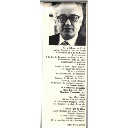 L'enfant que tu étais, Alain Bosquet, 1982 - souvenirs d'enfance, émigré russe