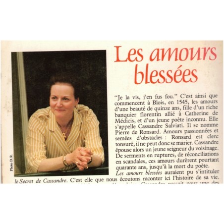 Les amours blessées, Jeanne Bourin, 1987 - Ronsard, roman d'amour sous la Renaissance, roman historique,