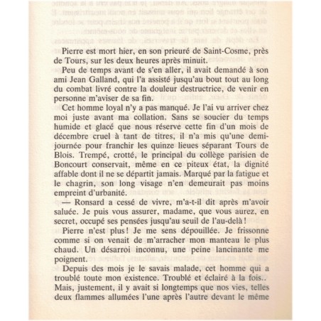 Les amours blessées, Jeanne Bourin, 1987 - Ronsard, roman d'amour sous la Renaissance, roman historique,