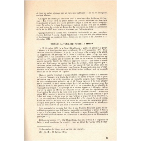 La bataille pour l'école primaire dans le Gard 1866-1872, Raymond Huard,  1966 - scolarisation, laïcité, Languedoc