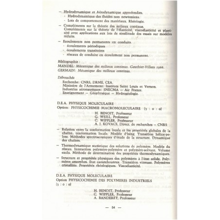 Université Louis Pasteur Strasbourg, ULP, catalogue des enseignements 1971-1972 - sciences, psychologie, géographie
