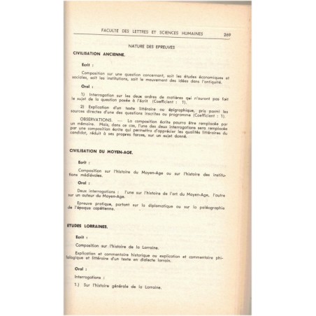 Université de Nancy, livret de l'étudiant 1960-1961 - Lorraine, enseignement universitaire
