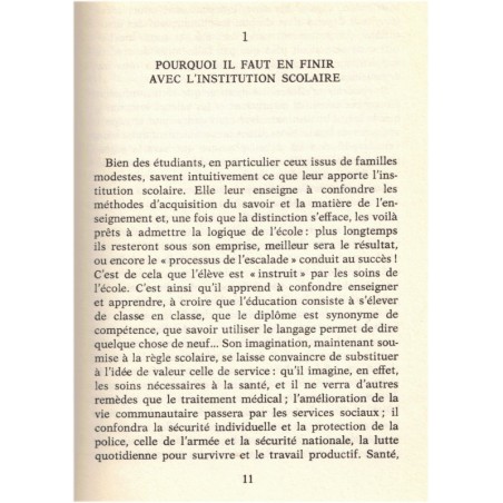 Une société sans école, Ivan Illich, 1971 - mai 1968, critique de l'enseignement, pédagogie