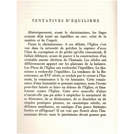 Equilibre, fidélité à la nature et à la grâce, M.J. André, 1959 - spiritualité