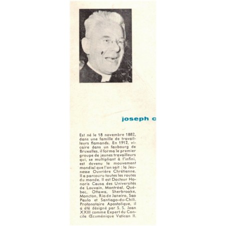 Laïcs en premières lignes, Joseph Cardijn, 1963 - apostolat des laics, laïcs et Eglise