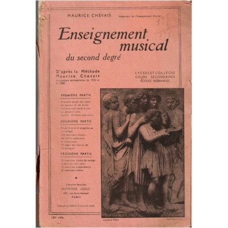 Enseignement musical du second degré, Maurice Chevais, 1946 - manuel de musique