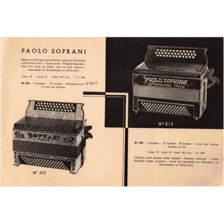 Aux 100000 accordéons Paolo Soprani - instruments de musique, catalogue publicitaire, antiquités,