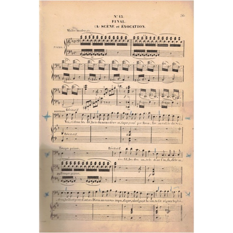 Opéra Robert le Diable, Meyerbeer, 1886 partition de musique classique