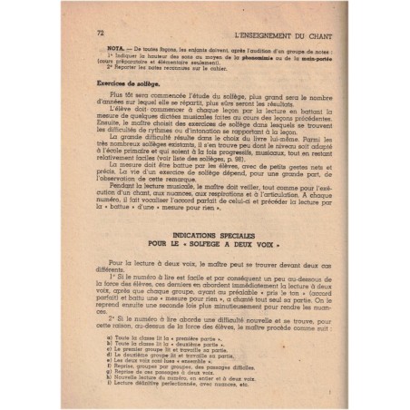 L'enseignement du chant et l'éducation musicale, Loucheur, 1947 - manuel de musique