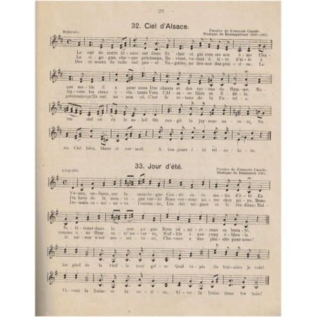 Recueil de chants pour les écoliers d'Alsace et de Lorraine, Perrin, 1919 - manuel de musique, chants patriotiques, partitions