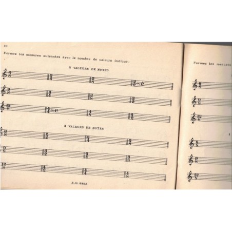 La mesure, cahier 2, Vignolo, 1938 - manuel de musique, exercices de solfège