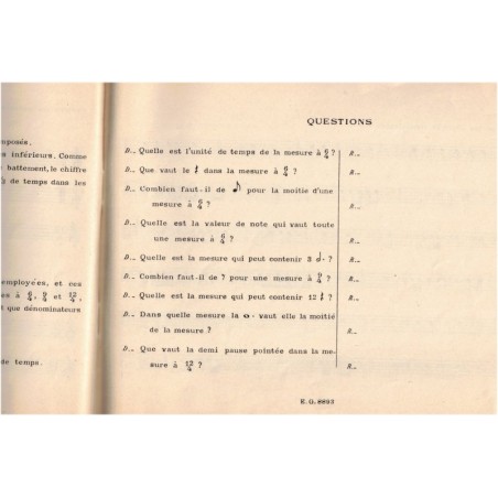 La mesure, cahier 2, Vignolo, 1938 - manuel de musique, exercices de solfège
