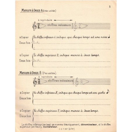 Cours primaire de musique, cahier 2, devoirs écrits, Louis Fournier - manuels de musique, solfège, papeterie