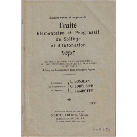 Traité élémentaire et progressif de solfège et d'intonation, Bonjean, 1911 - manuels de musique, solfège