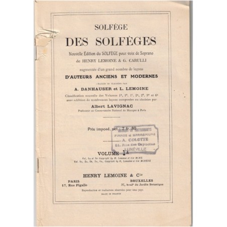 Solfège des solfèges, Henry Lemoine, volume 1A, 1955 - manuel de musique, compositeurs musique classique